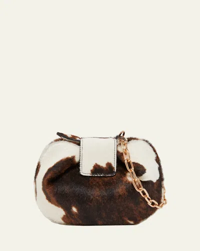 Gabriela Hearst Pony Hair Demi Clutch Bag With Chain In Brown