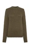 Gabriela Hearst Poros Knit Sweater In Olive Cashmere In Animal Print