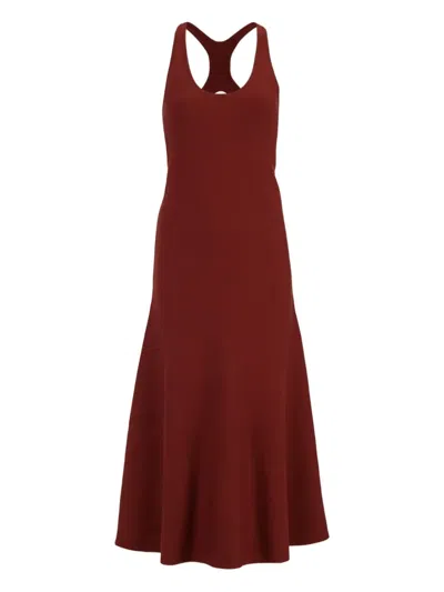 Gabriela Hearst Racer-back Silk Midi Dress In Red