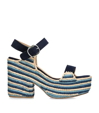 Gabriela Hearst Raffia Sardis Platform Sandals 110 In Navy