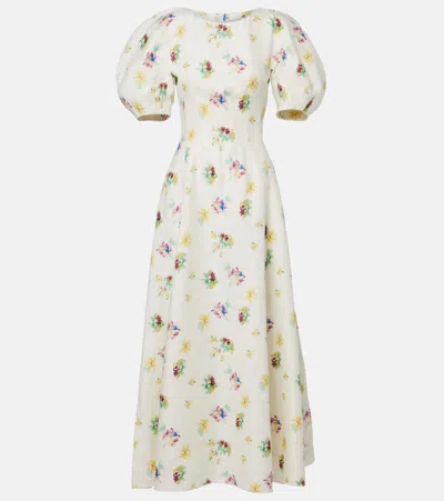 Gabriela Hearst Ranya Puff-sleeve Linen Maxi Dress In White