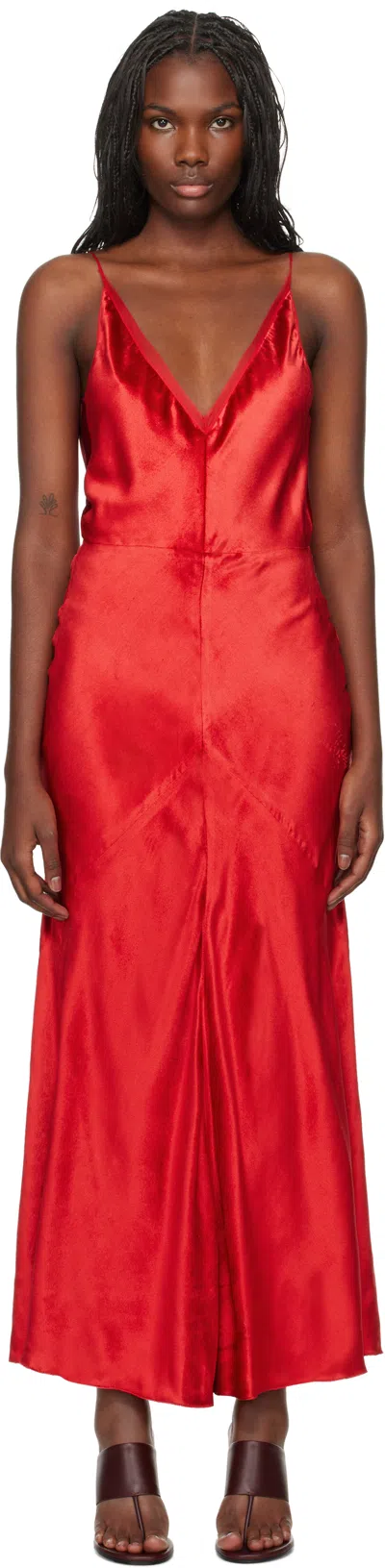Gabriela Hearst Red Brigita Slip Maxi Dress In Scr Scarlet Red