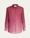 Gabriela Hearst Reyes Shirt In Bordeaux Cashmere Silk Herringbone In Bordeaux