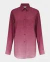 Gabriela Hearst Reyes Shirt In Bordeaux Cashmere Silk Herringbone In Bordeaux