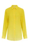 Gabriela Hearst Reyes Shirt In Cadmium Yellow Cashmere Silk Herringbone