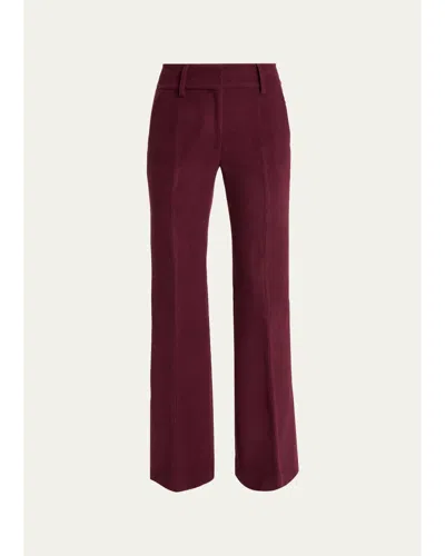 Gabriela Hearst Rhein Cashmere-silk Corduroy Flare Pants In Burgundy