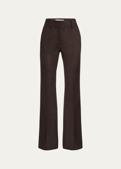 Gabriela Hearst Rhein Flare Leg Wool Pants In Chocolate