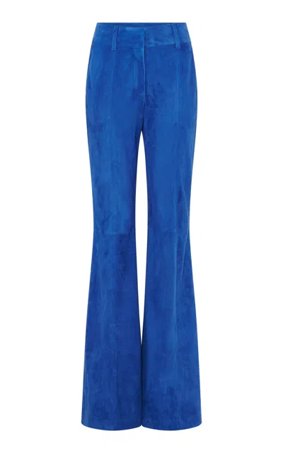 Gabriela Hearst Rhein Flared Suede Pants In Blue
