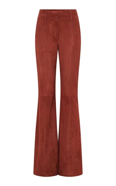 Gabriela Hearst Rhein Flared Suede Pants In Brown