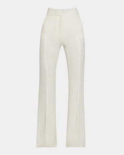 Gabriela Hearst Rhein Flared Textured Silk Pants In Ivory