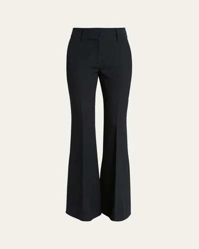 Gabriela Hearst Rhein High-rise Pintuck Bootcut-leg Crepe Pants In Black