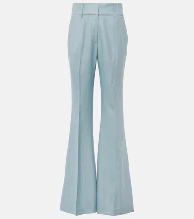 Gabriela Hearst Rhein High-rise Silk And Wool Flared Pants In Blue