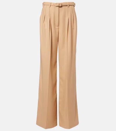 Gabriela Hearst Rhein High-rise Wool Flared Pants In Brown