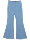 Gabriela Hearst Rhein Cotton And Linen-blend Chambray Flared Pants In Blue
