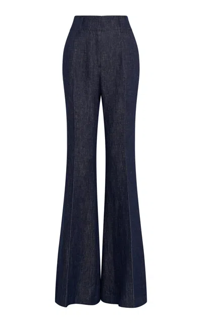 Gabriela Hearst Rhein Linen Denim Flare Pants In Blue
