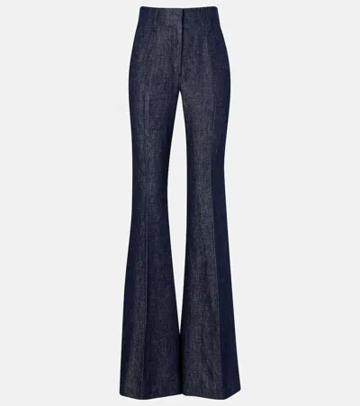Gabriela Hearst Rhein Linen Flared Pants In Blue