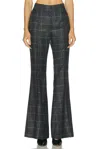 Gabriela Hearst Rhein Checked Wool And Silk-blend Flared Pants In Gray
