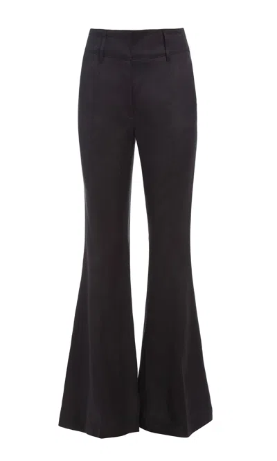 Gabriela Hearst Rhein Pant In Black Textured Linen