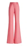 Gabriela Hearst Rhein High-rise Silk And Wool Flared Pants In Watermelon