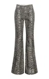 Gabriela Hearst Rhein Snake-printed Denim Flared Pants In Grey