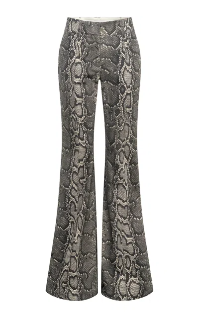 Gabriela Hearst Rhein Snake-printed Denim Flared Pants In Grey