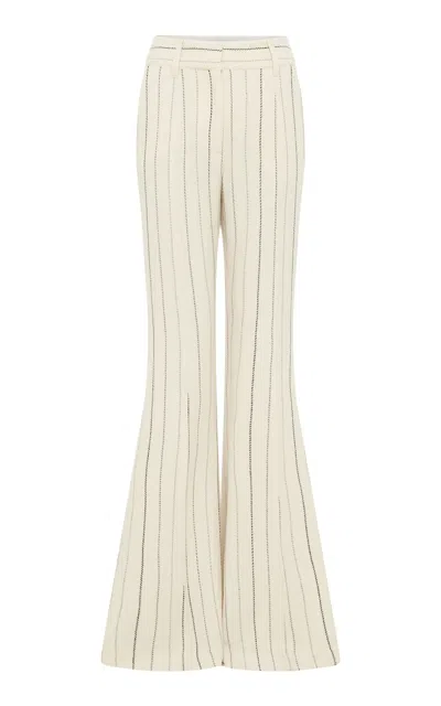 Gabriela Hearst Rhein Striped Wool-cashmere Flared Pants In Ivory
