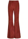 Gabriela Hearst Rhein Suede Flared-leg Trousers In Red