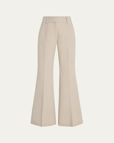 Gabriela Hearst Rhein Wool Crepe Seamed Flare Pants In Neutral
