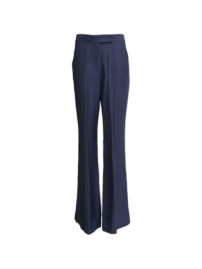 Pre-owned Gabriela Hearst Ribbed Flared Trousers In Blue