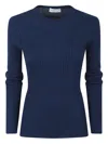 Gabriela Hearst Ribbed Long-sleeved Top In Blue