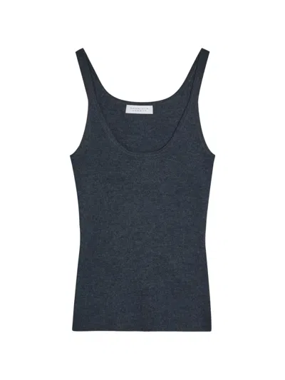 Gabriela Hearst Ribbed Scoop-neck Top In Blue