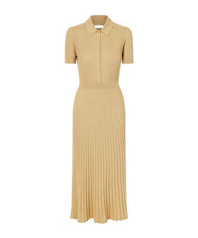 Gabriela Hearst Amor Ribbed Silk And Cashmere-blend Midi Dress In Nude