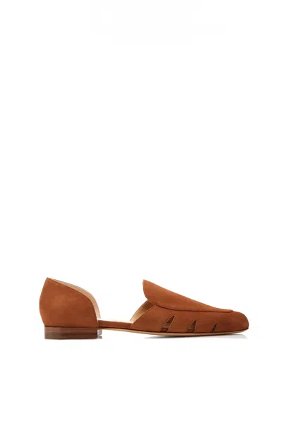 GABRIELA HEARST RORY FLAT SHOE IN COGNAC SUEDE