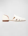 Gabriela Hearst Rory Cutout Textured-leather Loafers In Cream