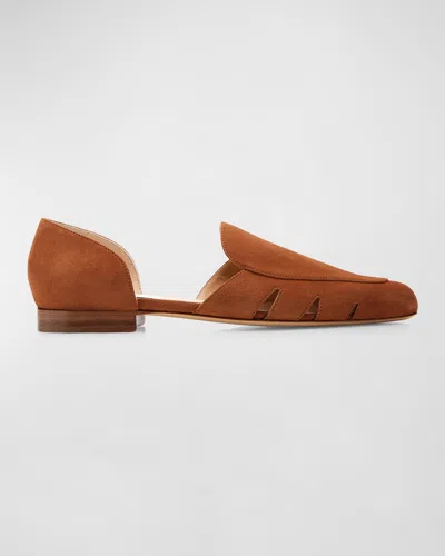 Gabriela Hearst Rory Suede Ballerina Loafers In Cognac