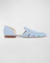 Gabriela Hearst Rory Suede Ballerina Loafers In Stone Blue