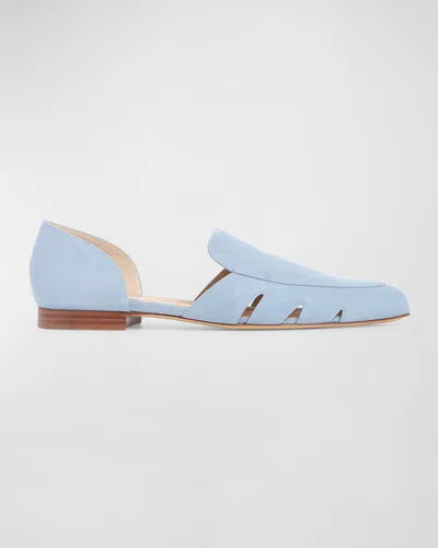 Gabriela Hearst Rory Suede Ballerina Loafers In Stone Blue