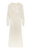 Gabriela Hearst Rouge Fringe Scarf Dress In Ivory Silk Satin In Neutral