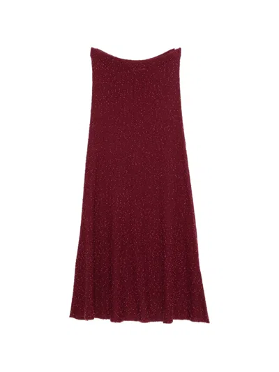 Gabriela Hearst Sabine Beads-detail Midi Skirt In Burgundy