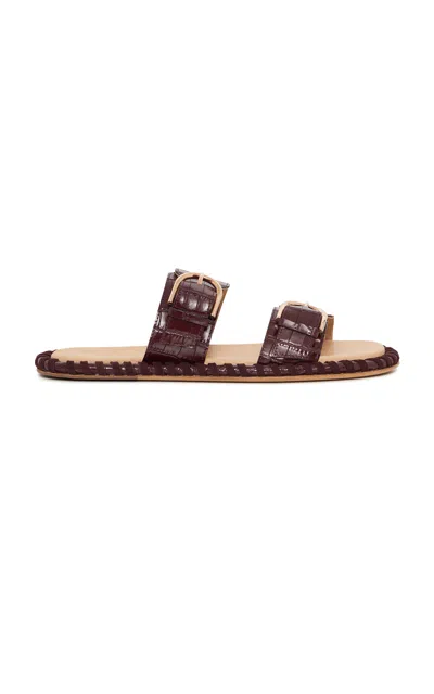 Gabriela Hearst Sage Croc-effect Leather Flats In Burgundy