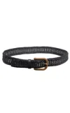 Gabriela Hearst Sam Woven Leather Belt In Black