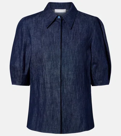 Gabriela Hearst Sansi Cotton And Linen Denim Shirt In Blue