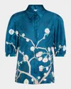 Gabriela Hearst Womens Blue Multi Sansi Floral Silk Shirt
