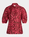 Gabriela Hearst Sansi Leaf-print Silk Twill Top In Pink