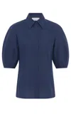 Gabriela Hearst Sansi Top In Electric Navy Aloe Linen In Blue