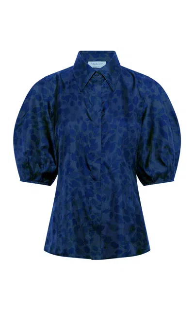 Gabriela Hearst Sansi Top In Electric Navy Printed Silk In Blue