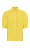 Gabriela Hearst Sansi Top In Goldenrod Aloe Linen In Goldenrod