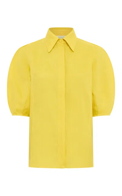 Gabriela Hearst Sansi Top In Goldenrod Aloe Linen