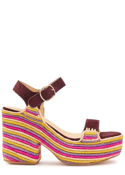 Gabriela Hearst Sardis 100 Striped Raffia Platform Sandals In Multicoloured