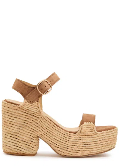 Gabriela Hearst Sardis 100 Suede And Raffia Platform Sandals In Brown